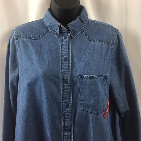 ZARA BASICS Z975 DENIM PATCHE OVERSIZE SHIRT - Picture 4 of 9